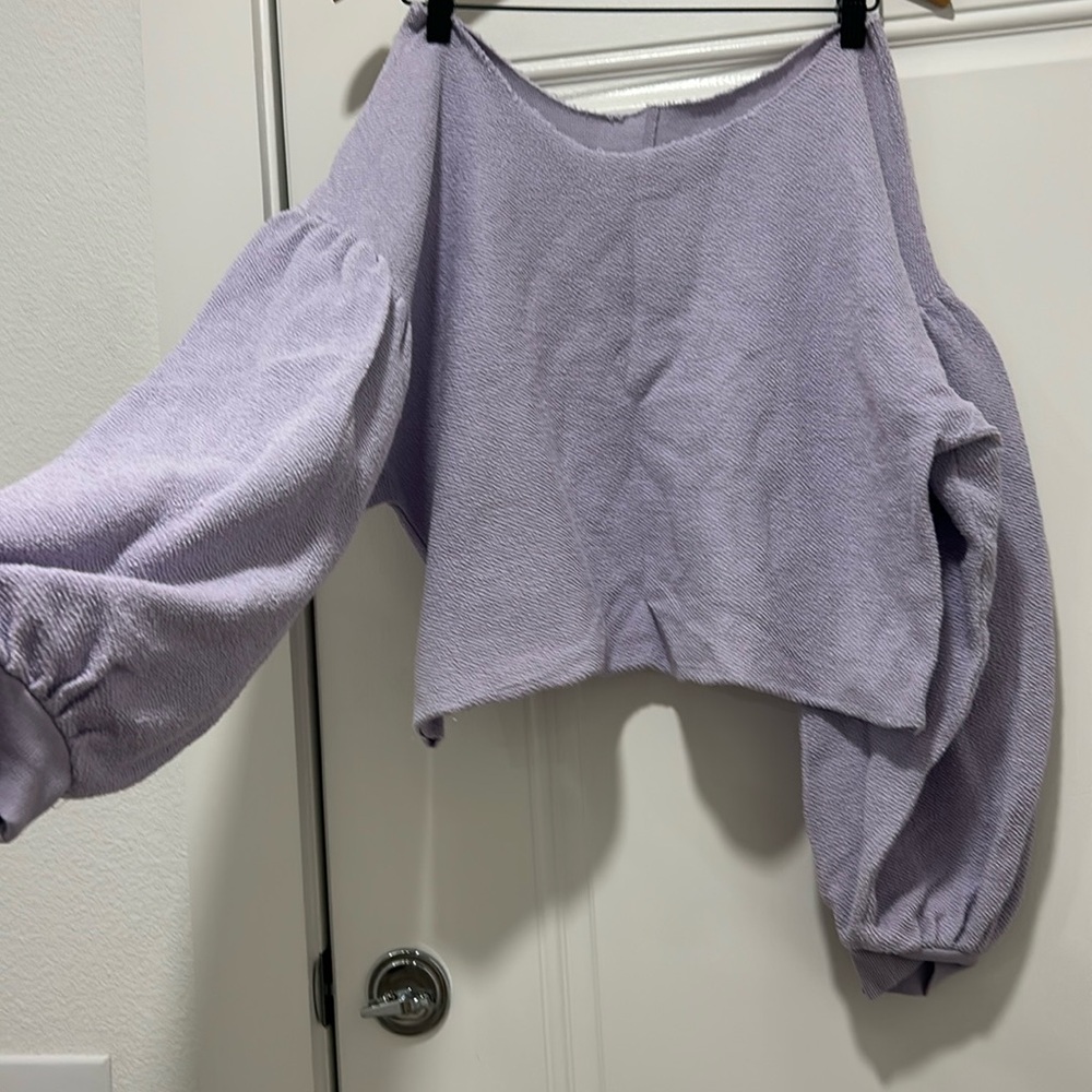Free people purple off the shoulder sweatshirt
